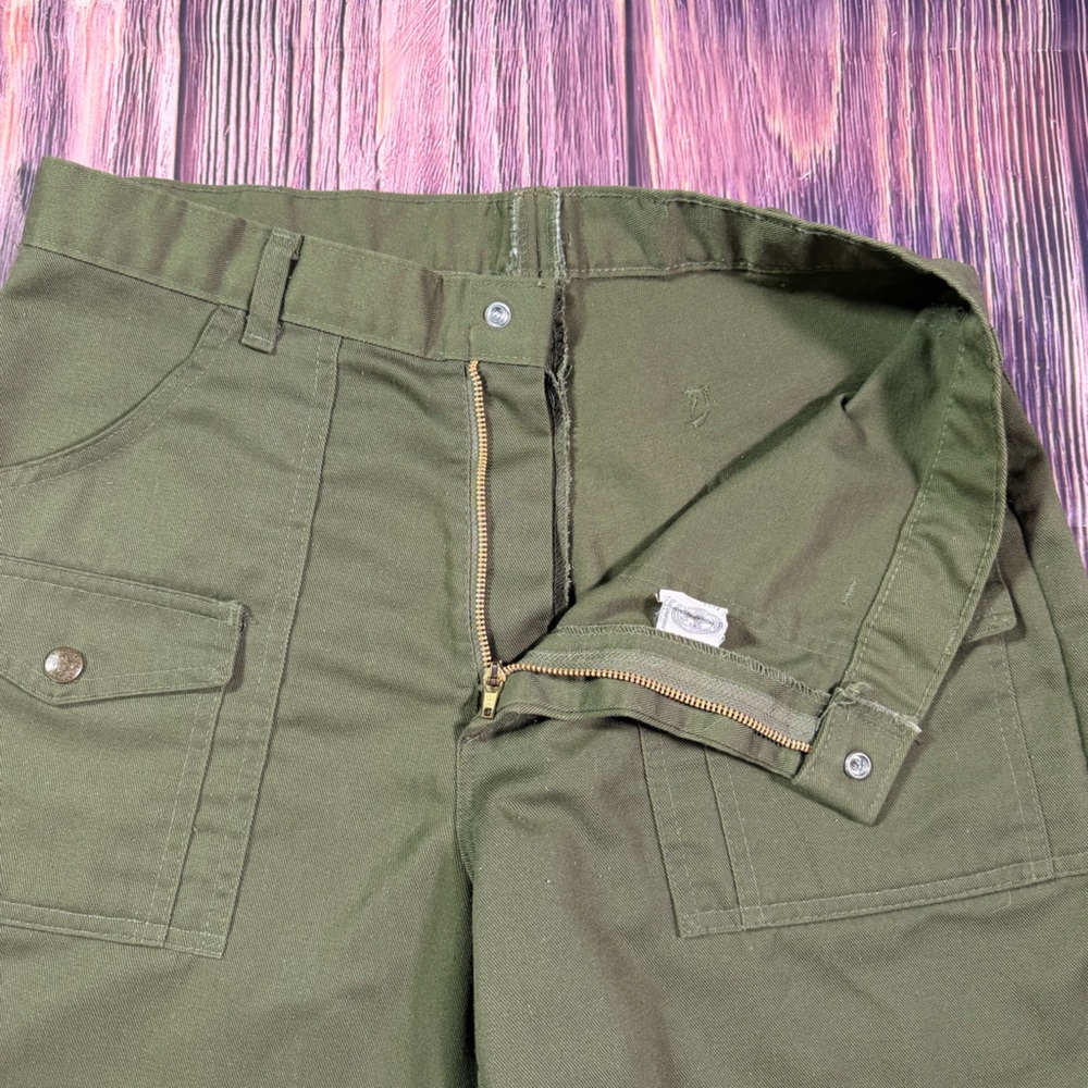 Vintage Boy Scout Uniform Short Shorts Khaki Green BSA Snap Pockets Size 32 - Picture 3 of 7